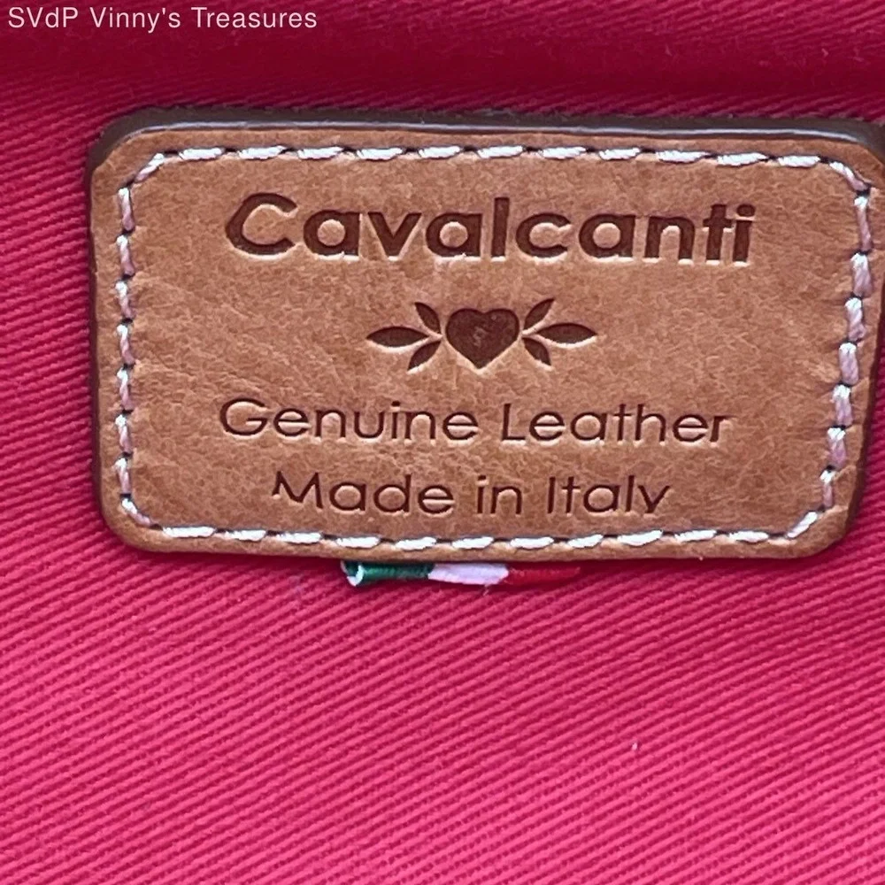 Cavalcanti Women's Woven Straw Leather Trim Tote Bag Tan Made in Italy Buckle